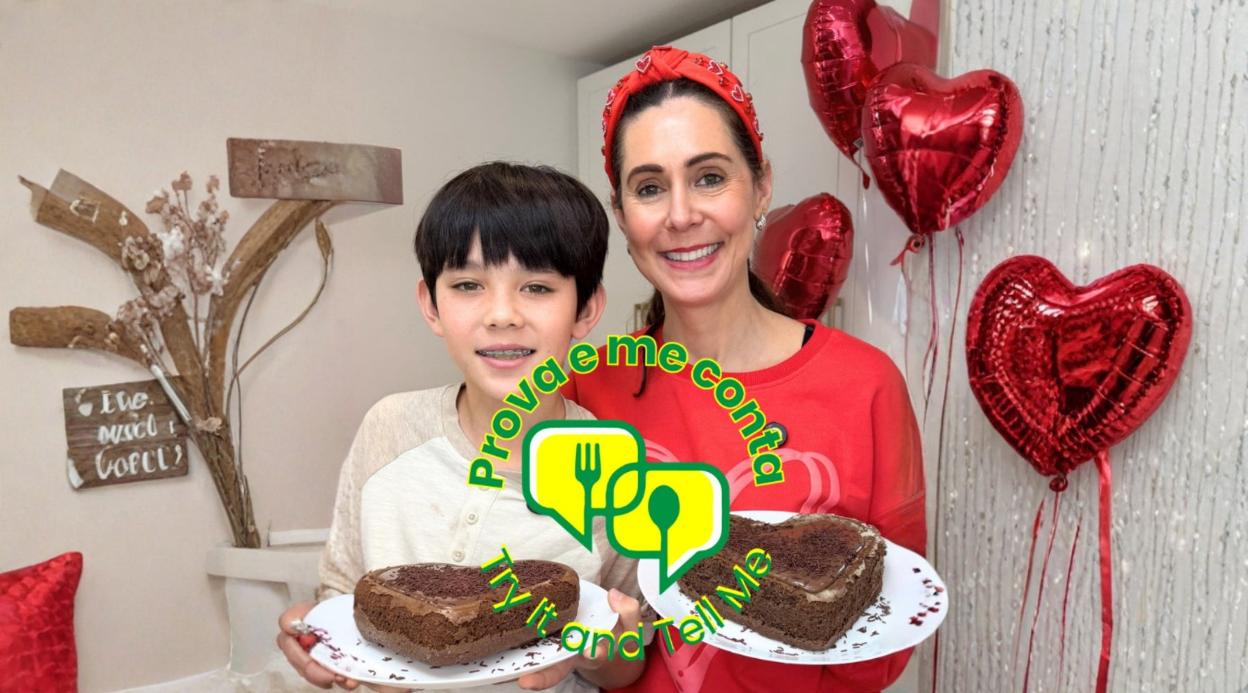 Ketrin and Zion with bolo de brigadeiro