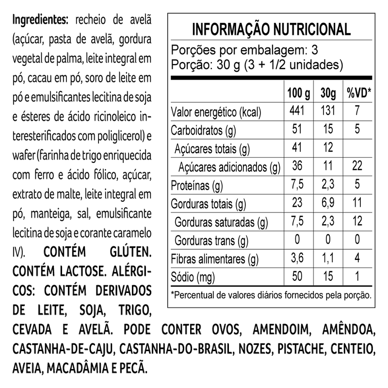 Cacau Show Wafer LaNut Recheio Avela 80g