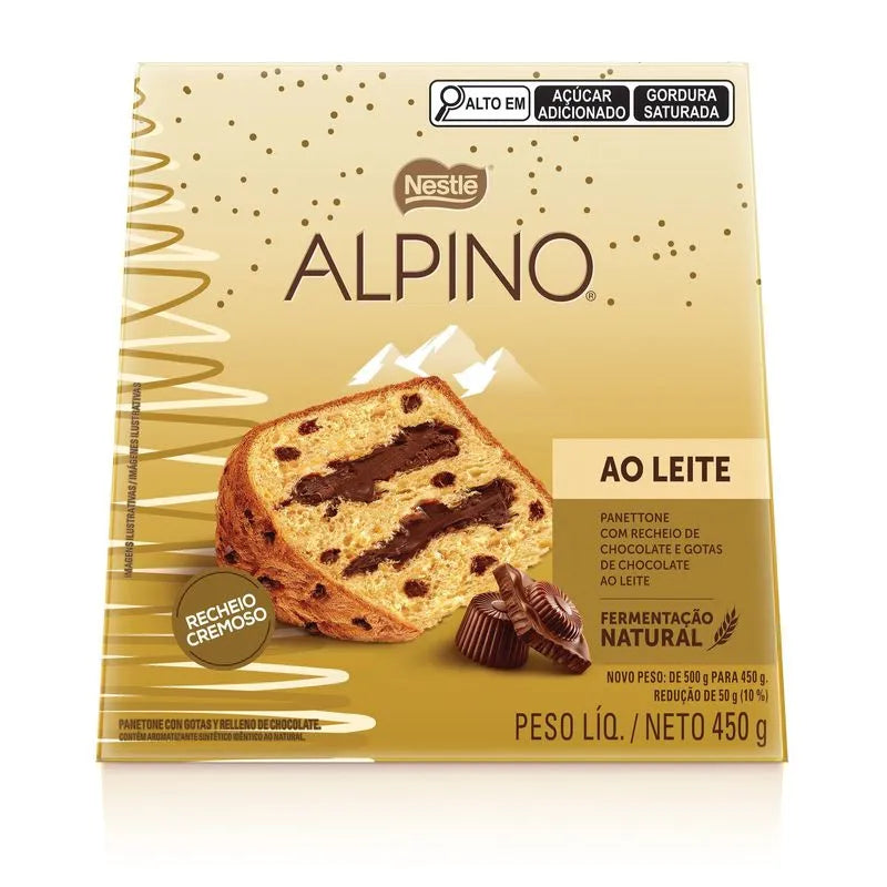 Nestle Panettone Alpino Chocolate ao Leite com Recheio Cremoso 450g