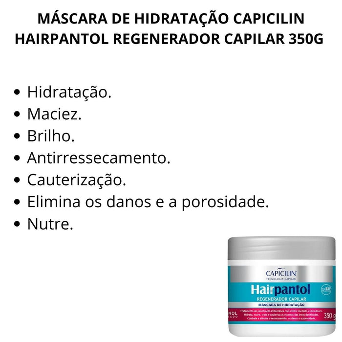 Capicilin Regenerador Capilar HairPantol Mascara de Hidratacao 350g