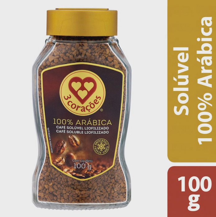 3 Coracoes Arabica Soluvel Liofilizado 100g