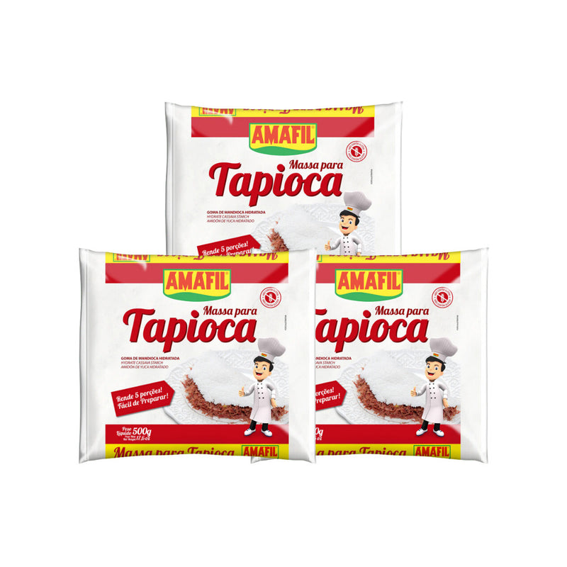 3 unidades Amafil Massa Hidratada para Tapioca 500g