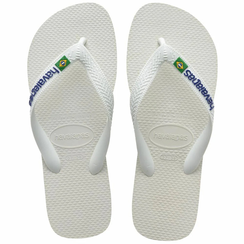 Havaianas Logo AZUL Brasil Chinelo Branco