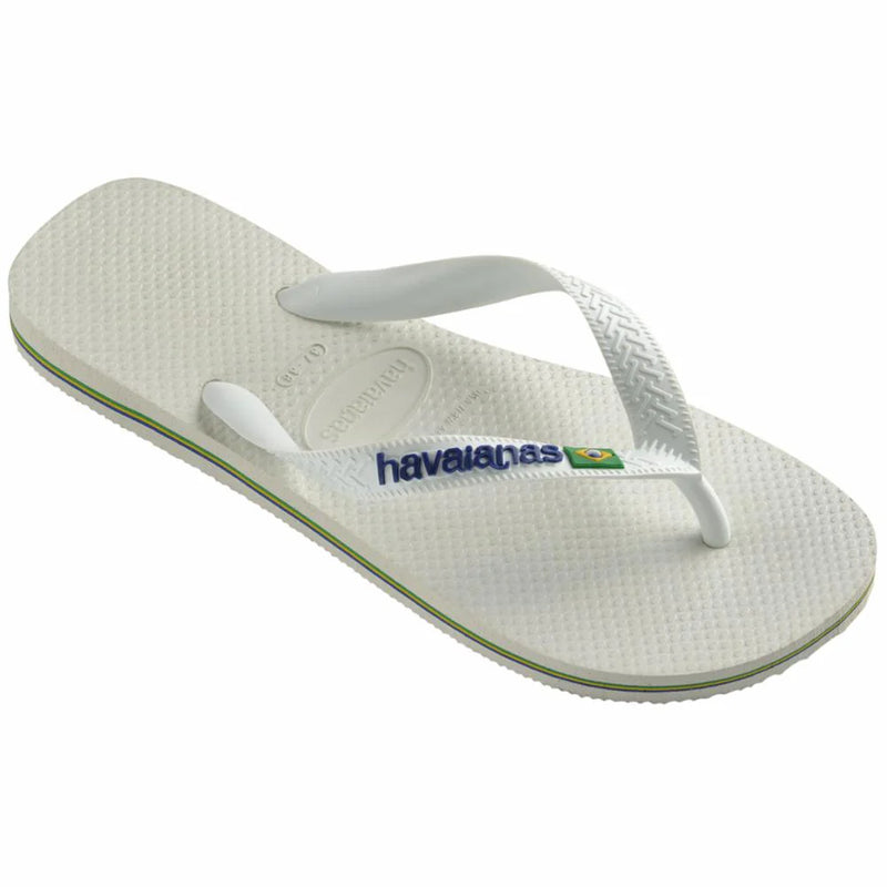 Havaianas Logo AZUL Brasil Chinelo Branco