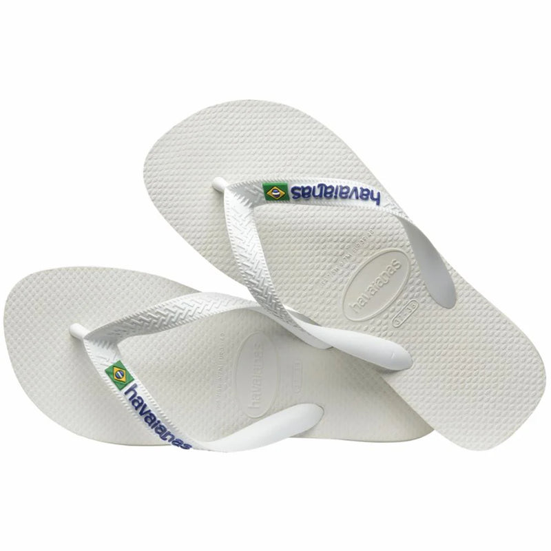 Havaianas Logo AZUL Brasil Chinelo Branco
