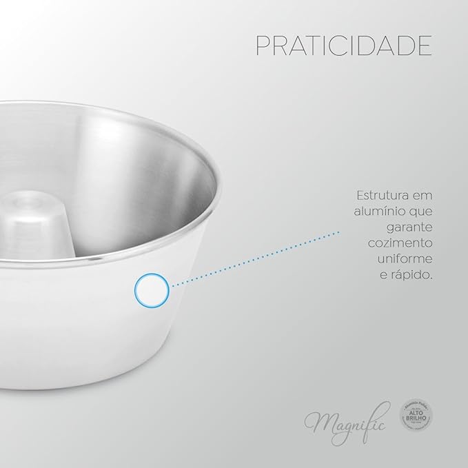 Panelux Forma para Pudim e Bolo de Aluminio Conica c/Tubo 22 cm x2.8 litros
