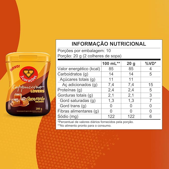 3 Coracoes Salted Caramel Cappuccino Mix 200g