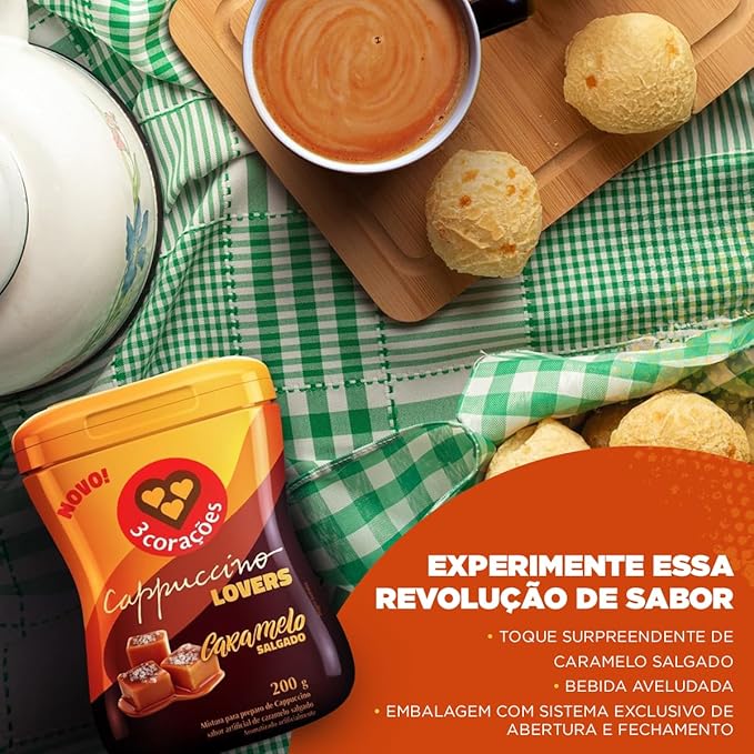 3 Coracoes Salted Caramel Cappuccino Mix 200g
