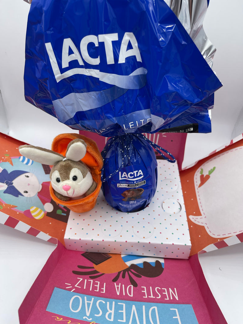 Cesta Pascoa Caixa Surpresa Menina Lacta Ao leite Com Ursinho