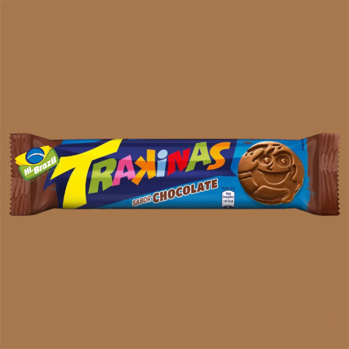 Trakinas Biscoito Recheado Sabor Chocolate 126g - Chocolate Flavor Sandwich Biscuit