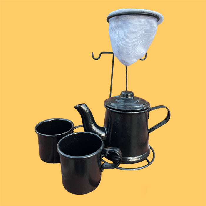 Teteu Mini Coador de Cafe com Bule + 2 canecas Preto