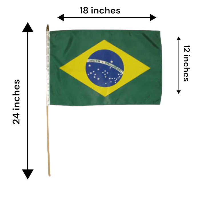 Brasil Bandeira de Mao 12x18