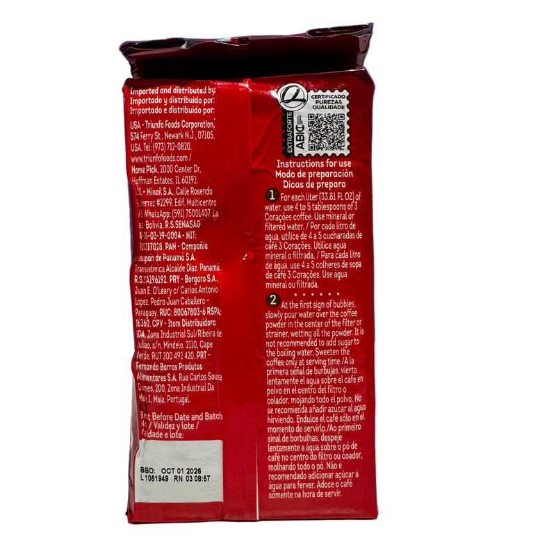 3 Coracoes Cafe Extra Forte 500g - Extra Strong Coffee