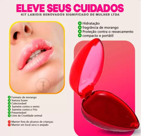 Batom Brilho Labial Formato De Morango Cremosinho