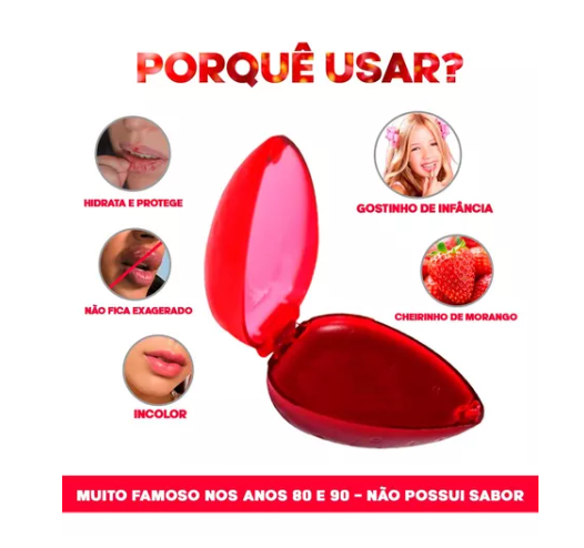 Batom Brilho Labial Formato De Morango Cremosinho