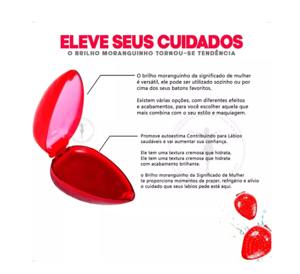 Batom Brilho Labial Formato De Morango Cremosinho