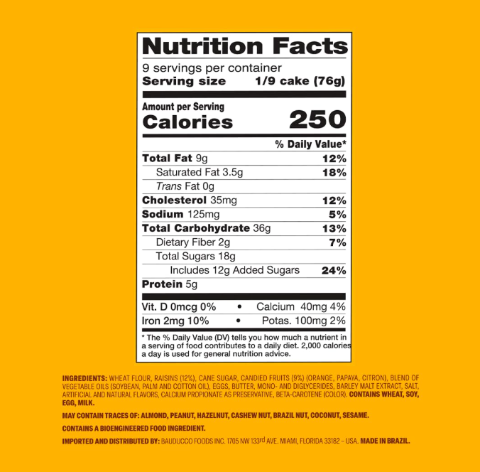 Bauducco Panettone Classico Frutas Secas 680g