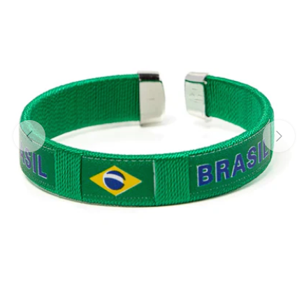 Brasil Pulseira Verde com Bandeira