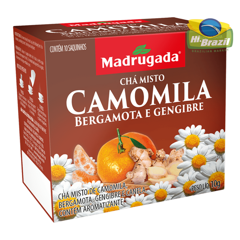 Madrugada Cha de Camomila Bergamota Gengibre e Canela 10 saquihos 10g