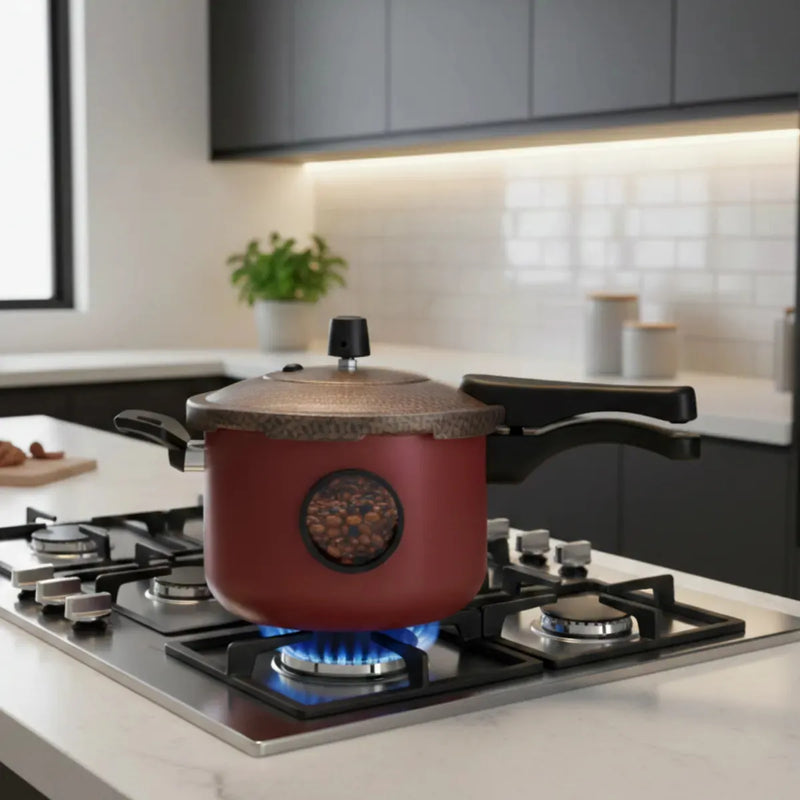 Oliveira Panela de Pressao Fechamento Externo 4.5L Antiaderente com Visor Lateral Cereja