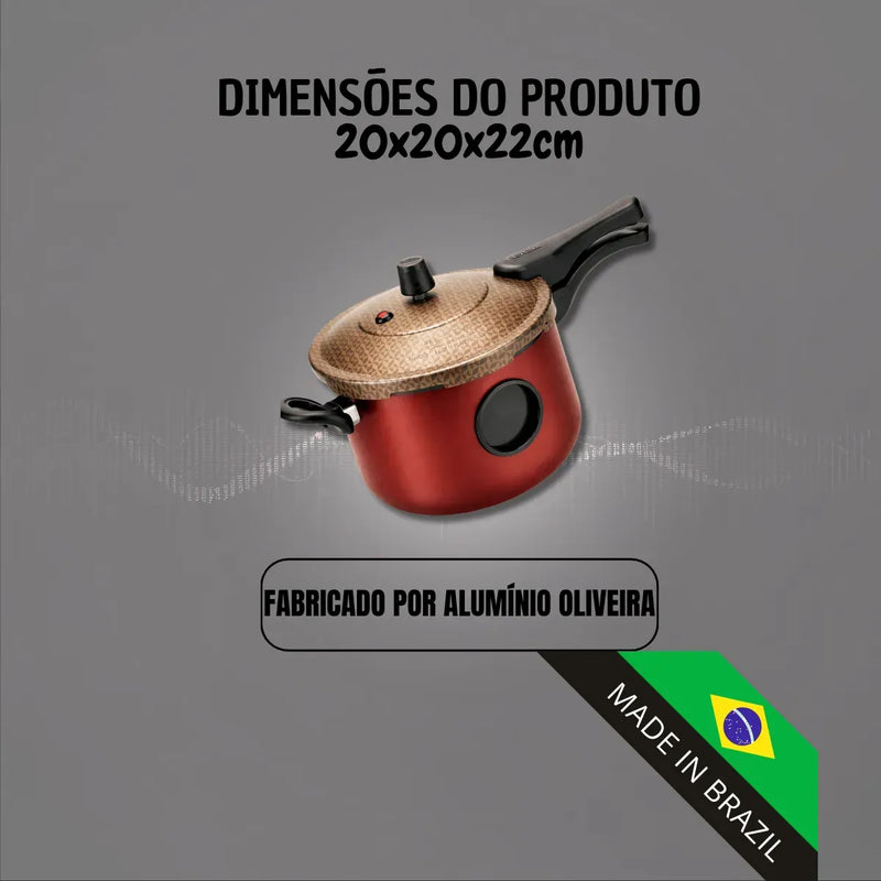 Oliveira Panela de Pressao Fechamento Externo 4.5L Antiaderente com Visor Lateral Cereja