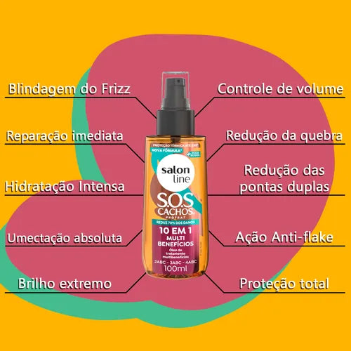 Salon Line SOS Cachos 10 em 1 Multi Beneficios Oleo de Tratamento 100ml