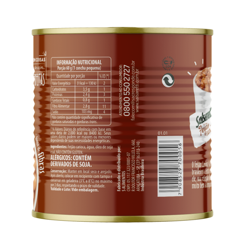 Salsaretti Feijao Carioca Temperado em Conserva 280g