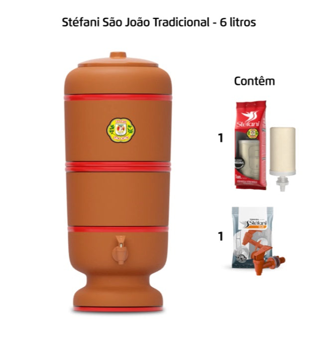 Santa Maria Filtro de Agua de Barro 6 litros com 1 velas