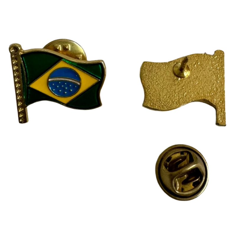 Brazil Flag Brooch with Flagpole