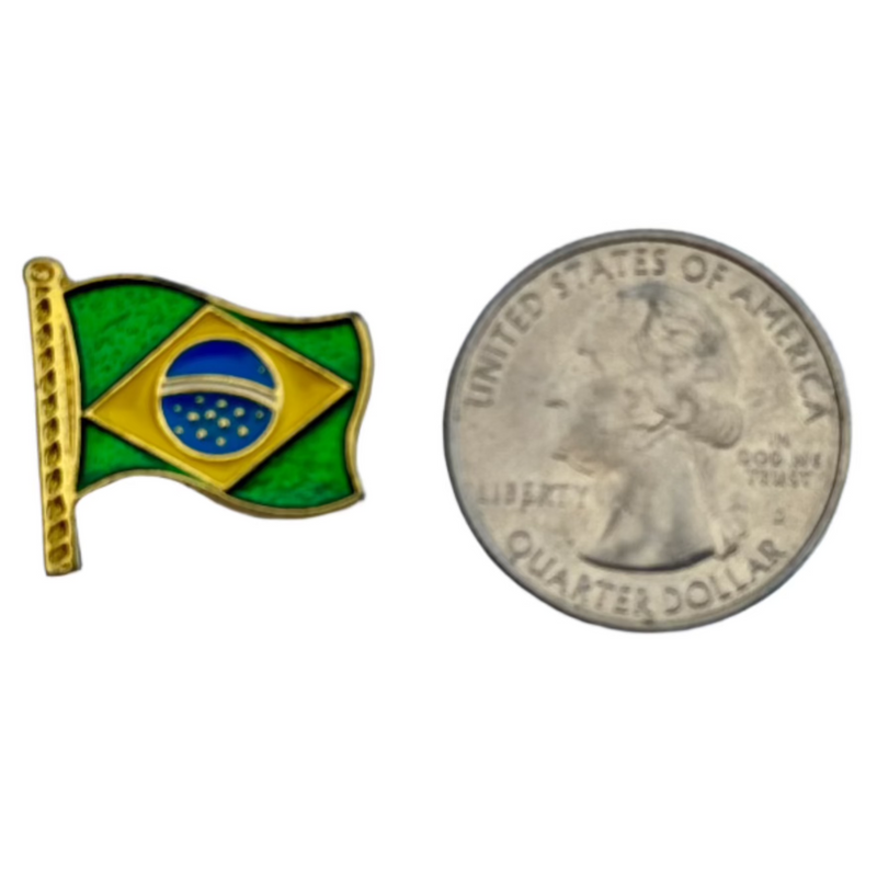 Brazil Flag Brooch with Flagpole