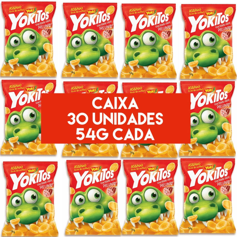 CAIXA Yoki Yokitos Salgadinho Conchinha sabor presunto 30 unidades 54g cada