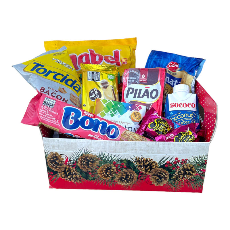 Christmas Basket Decorated Crate with Pine Cones