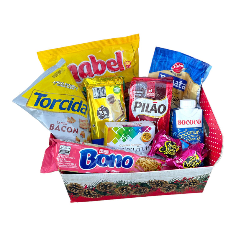 Christmas Basket Decorated Crate with Pine Cones