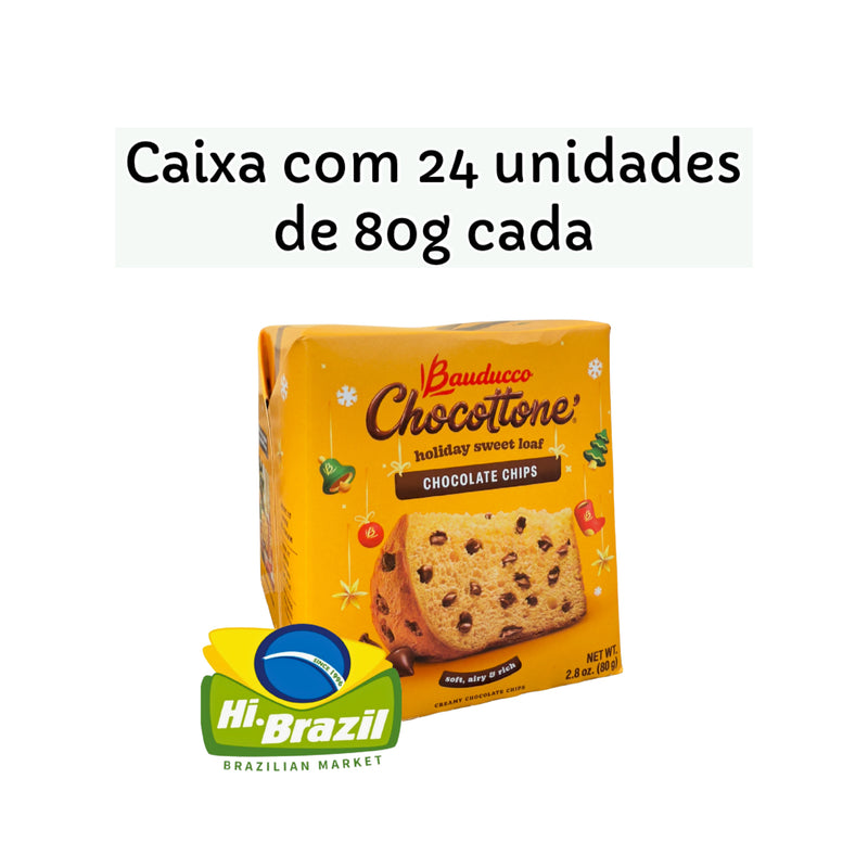 Bauducco Mini Panettone Chocottone Gotas de Chocolate Caixa 24 Unidades de 80g cada