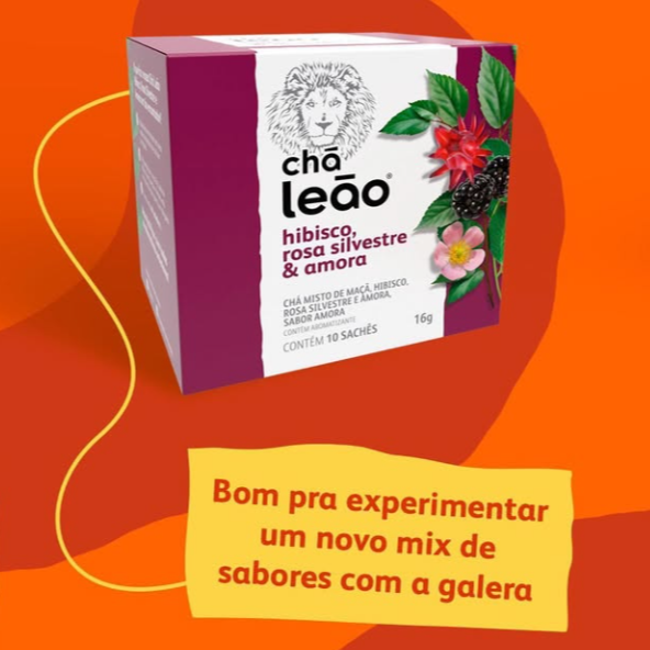 Leao Cha Hibisco, Rosa Silvestre e Amora 16g - 10 saches