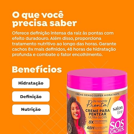 Salon Line SOS Cachos De Repente Pronta! Creme para Pentear 500g