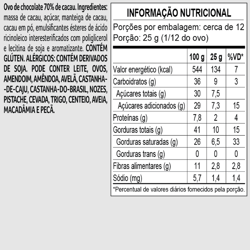 Cacau Show Ovo de PÃƒÂ¡scoa Bendito Cacao Chocolate 70% 348g