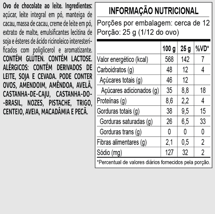Cacau Show Ovo de Pascoa laCreme ao Leite 348g