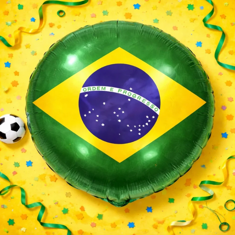 Brasil Balão Redondo Metalizado Bandeira