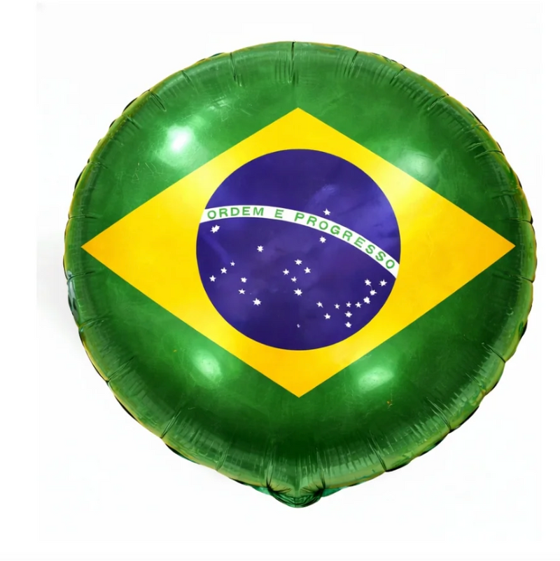 Brasil Balão Redondo Metalizado Bandeira