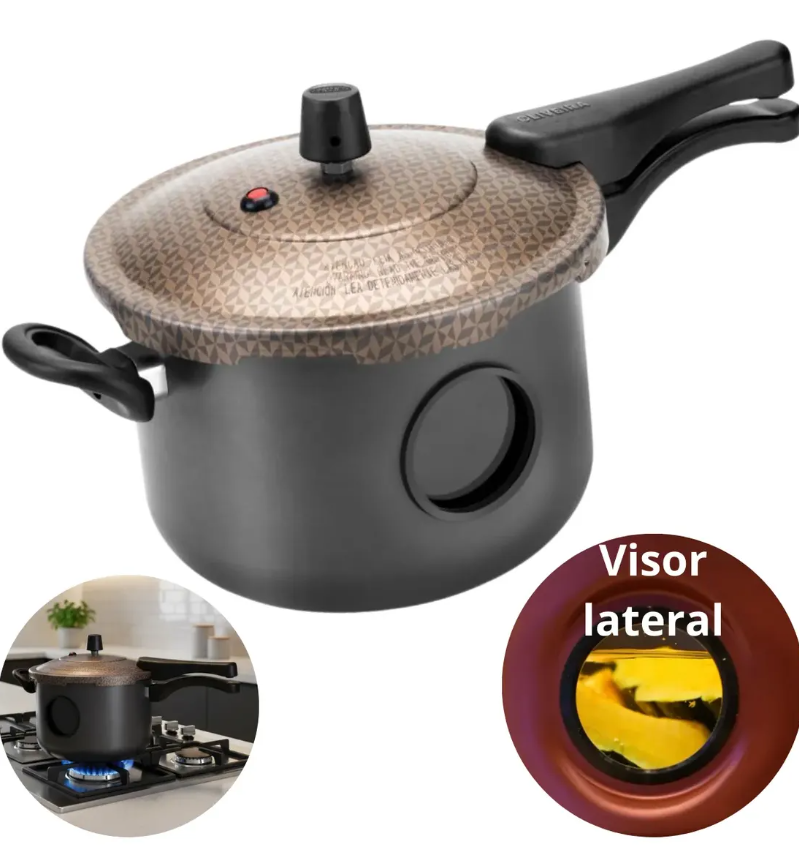 Oliveira Panela de Pressao Fechamento Externo 4.5L Antiaderente com Visor Lateral