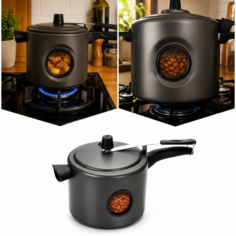 Oliveira Panela de Pressao Fechamento Interno 4.5L Antiaderente com Visor Lateral