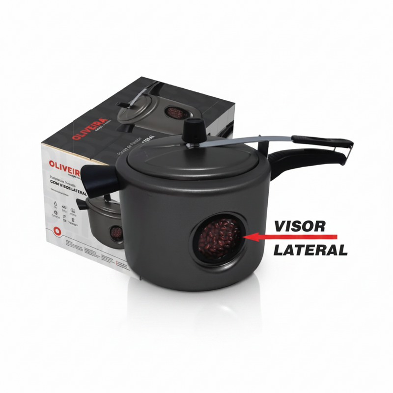 Oliveira Panela de Pressao Fechamento Interno 4.5L Antiaderente com Visor Lateral