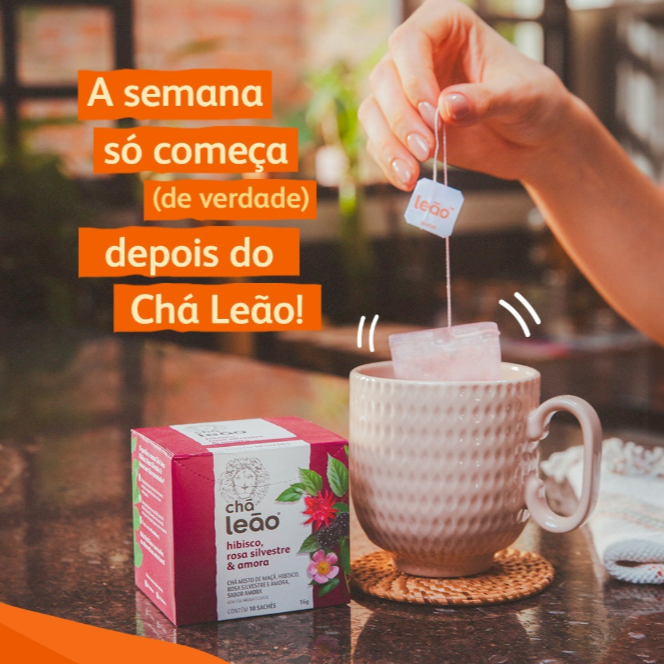 Leao Cha Hibisco, Rosa Silvestre e Amora 16g - 10 saches