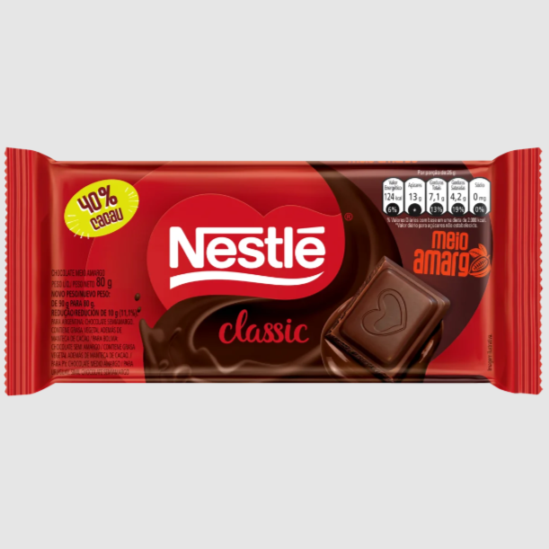 Nestle Classic Meio Amargo 80g