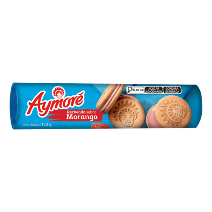 Aymore Biscoito recheado sabor Morango 120g