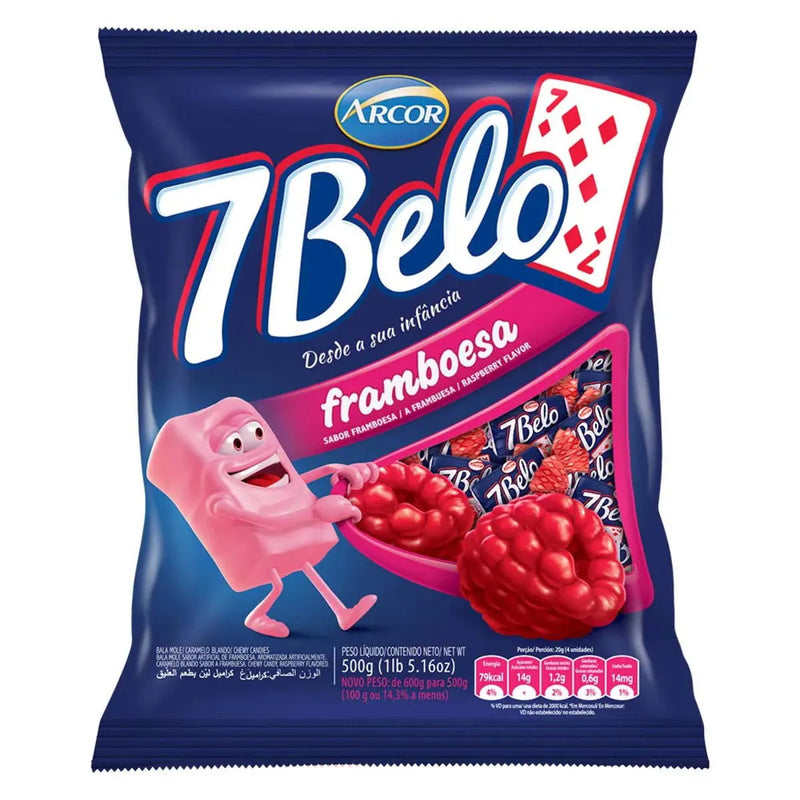 Arcor 7 Belo Bala Mastigavel Sabor Framboesa 500g