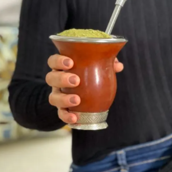 Bortonaggio Cuia para Chimarrao Com PÃ© de Metal e Bocal Inox