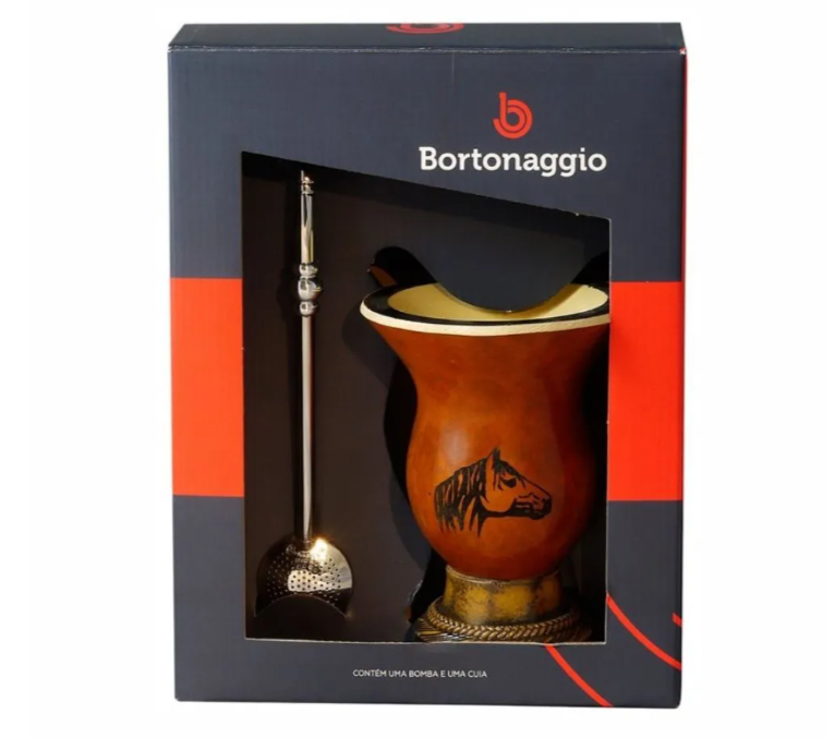 Bortonaggio Kit Cuia para Chimarrao com Bomba Pernonalizado Cavalo