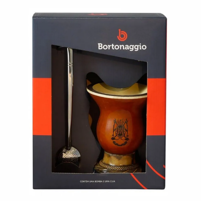 Bortonaggio Kit Cuia para Chimarrao com Bomba Personalizado Brasao